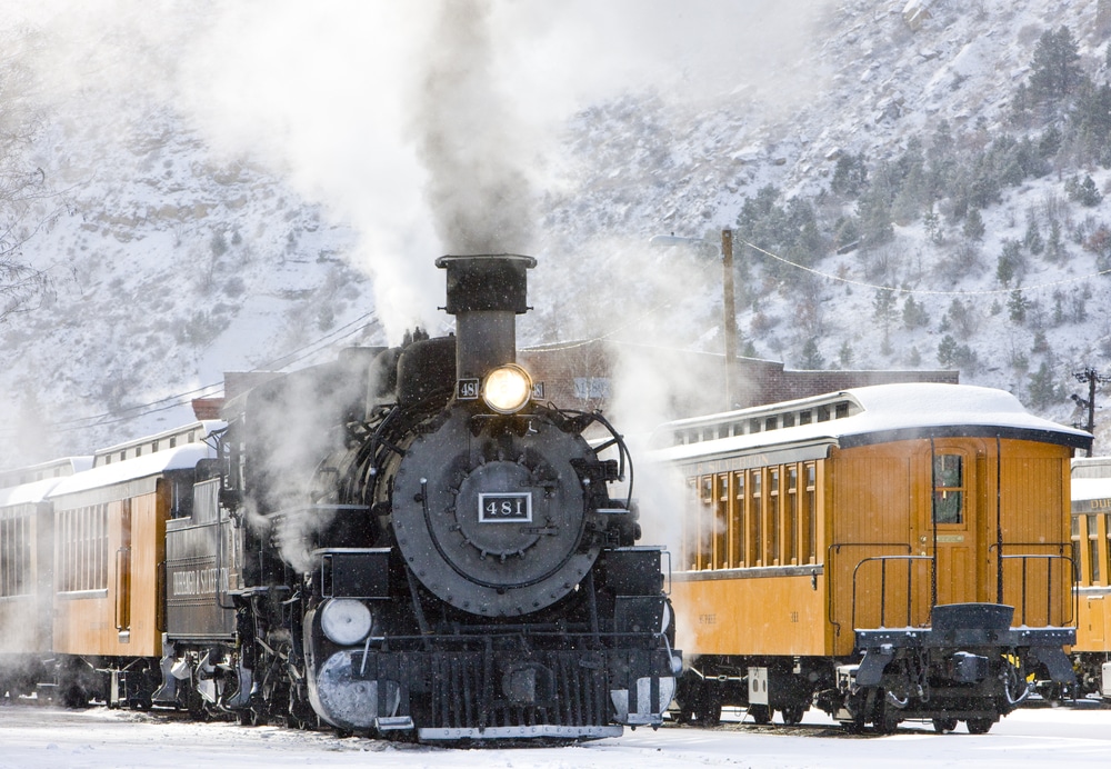 The Durango to Silverton Train in winter