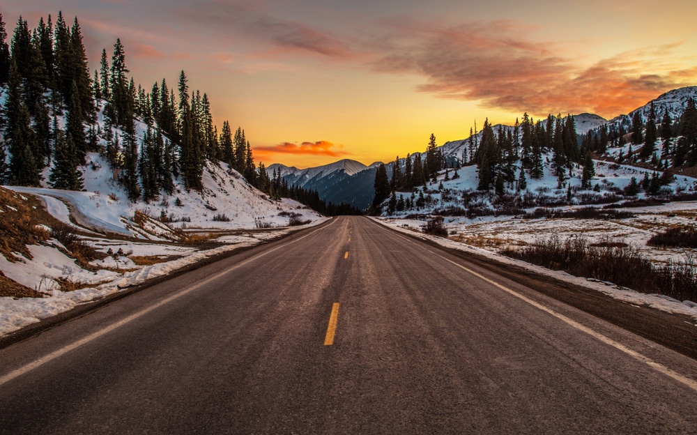 Driving a scenic route through the mountains is one of the best things to do in Durango, CO in the winter